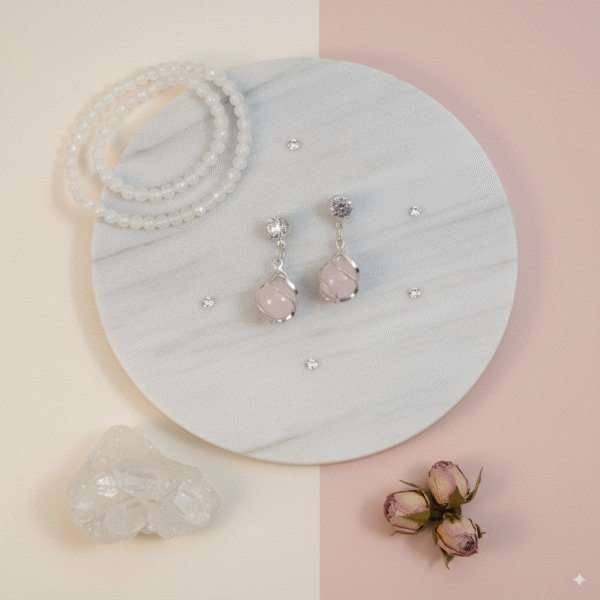 Minimalist Rose Quartz Dangle Earrings for Everyday Elegance - Image 6