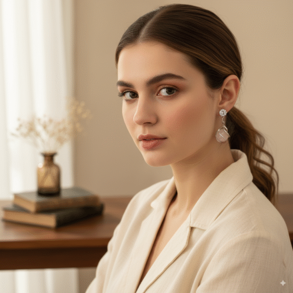 Minimalist Rose Quartz Dangle Earrings for Everyday Elegance