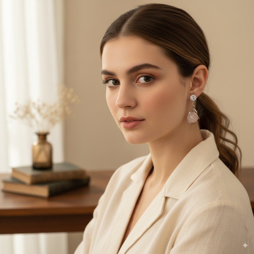 Minimalist Rose Quartz Dangle Earrings for Everyday Elegance