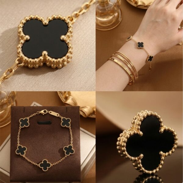 Black Clover Gold Bracelet for Women | Anti-Tarnish Jewellery