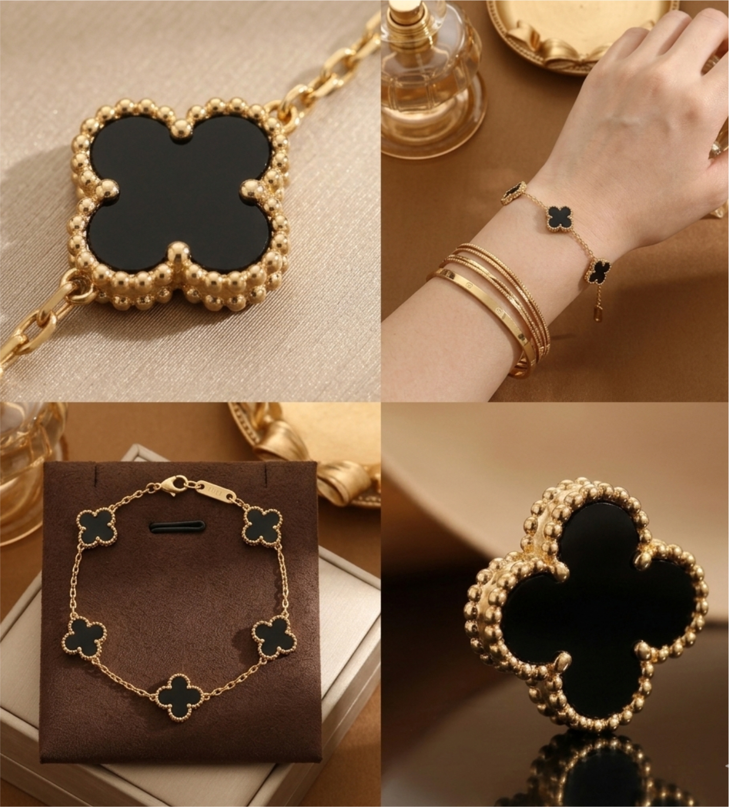 Black Clover Gold Bracelet for Women | Anti-Tarnish Jewellery