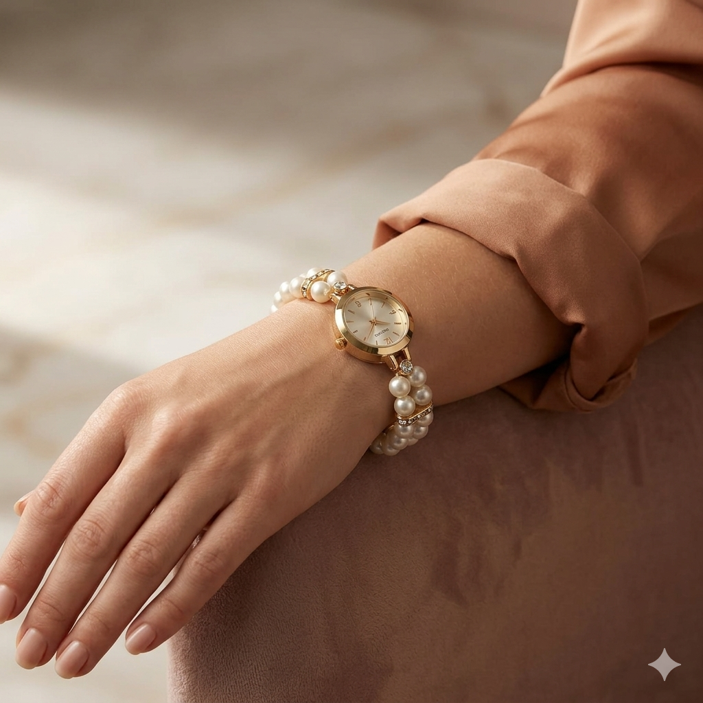 Pearl Bracelet Watch for Women